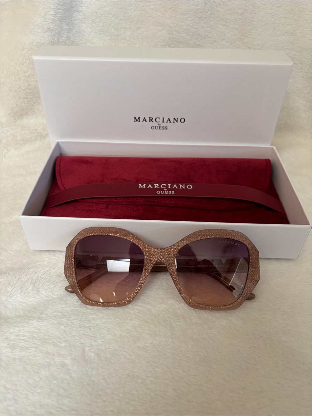 Marciano Glitter Frame Sunglasses - Rose Gold
